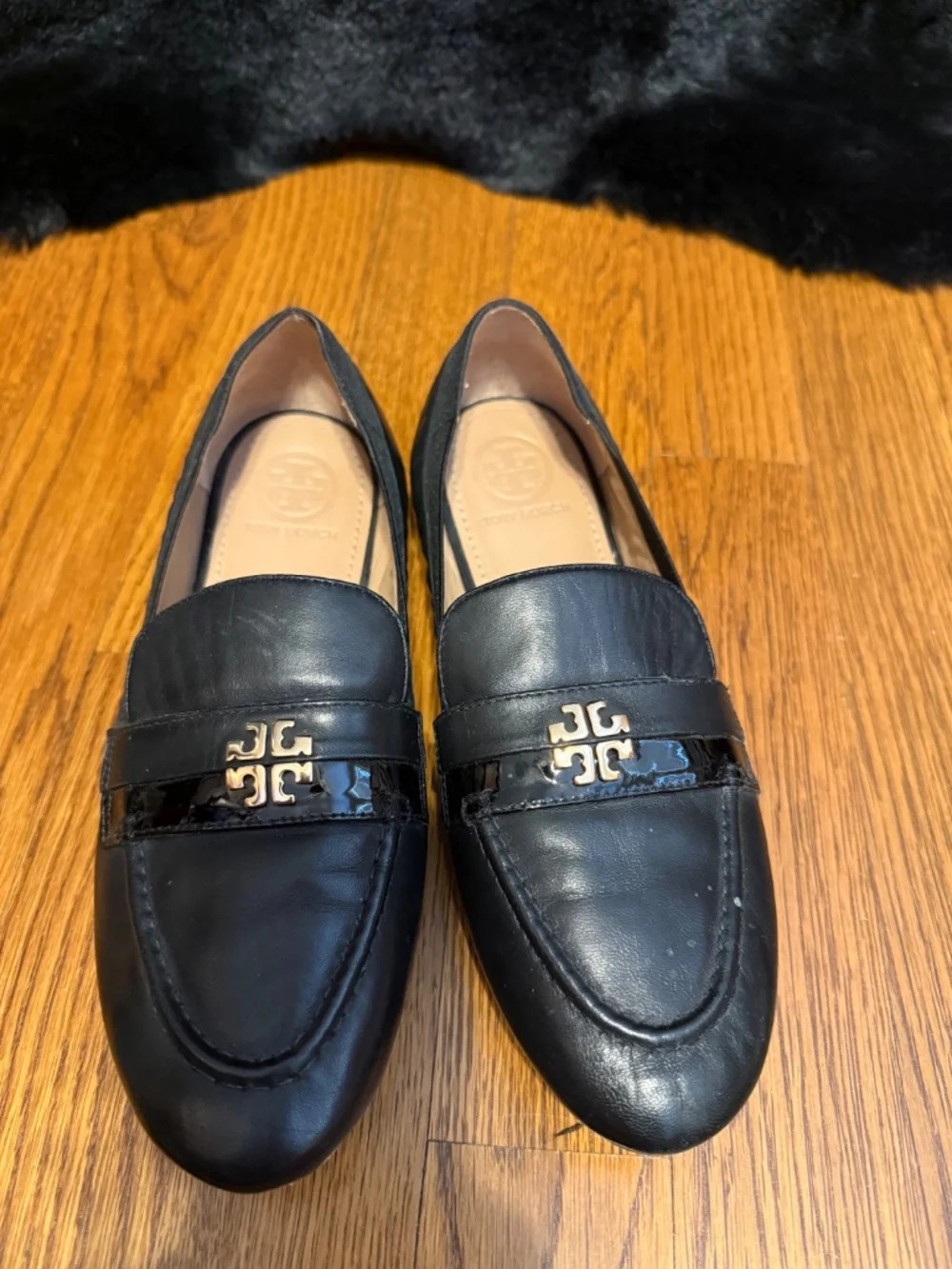 Black Tory Burch slip on loafers